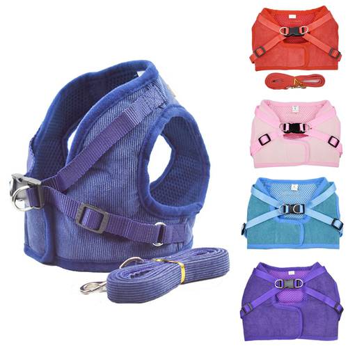 Adjustable Small Dog Harness And Leash Set Breathable Summer Mesh Harness Vest Reflective Puppy Cat Collar Pet Training Products