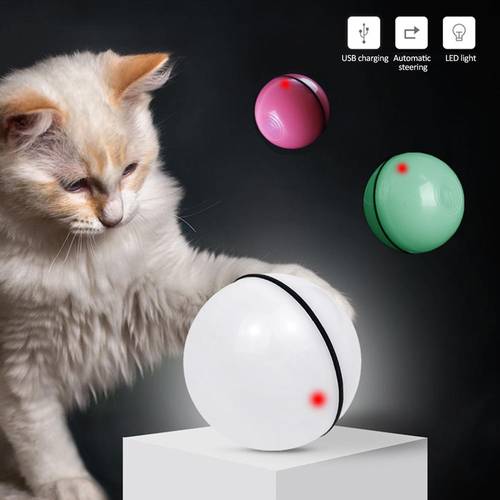 Smart Interactive Cat Toys USB Rechargeable Led Light Self Rotating Ball Pets Playing Scratching Balls Toys Dropshipping