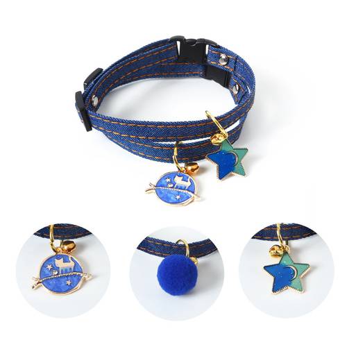 Cat Collars Safety Quick Release with Bell-Adjustable Cat Collar with Star Pendant Soft Strong Nylon Strip for Cat, Pup, Kitty