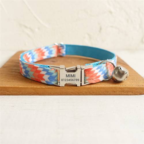 Cat Collar with Personalized Name and Phone Designer Pattern Fashion Cat Collars Exquisite Cat Gift Pet Product Kitten Collar