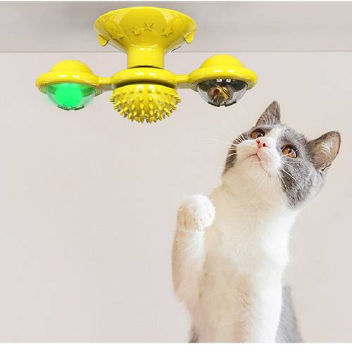 Windmill Toys for Cats Puzzle Whirling Turntable With Brush Cat Play Game Toys Windmill Kitten Interactive Toys Supplies Pet