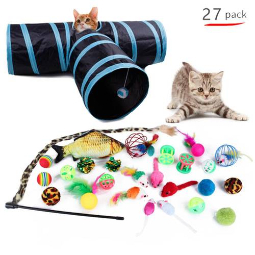 Cat Toys Set Funny Cat Stick Bell Ball Feather Toy Creative Assorted Cat Interactive Cat Play Toy for Kittens