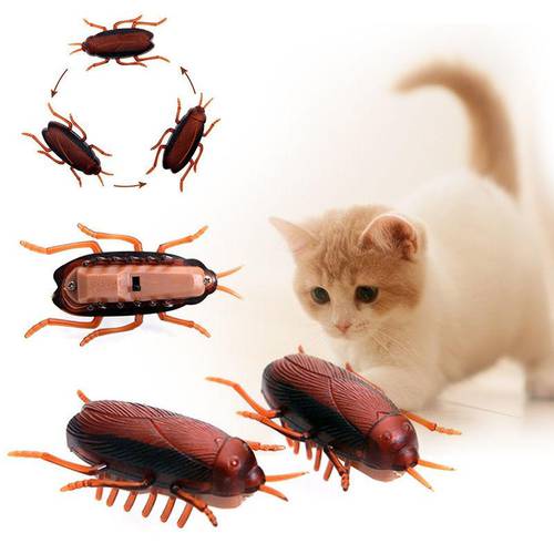 2pcs Electronic Cockroach Cat Toy Battery Powered Running Insect Toys Pet Dog Cat Interactive Pet Supplies 4.5x2cm