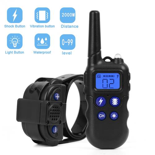 2km Dog Training Collar With Walkie-Talkie Rechargeable Dog Shock Vibration Beep Waterproof Training Collars for large small dog