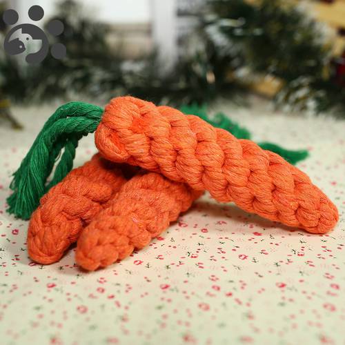 Dog Chew Toys Cotton Carrot Puppy Toys Interactive Rope Toy for Small Large Dog Teeth Clean Durable Toys Pet Outdoor Fun TY0106