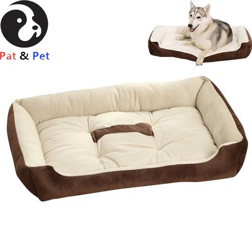 Riveroy Rectangle Orthopedic Pet Dog Cat Bed Cuddler & Nonslip Bottom Soft Memory Foam Solid Sofa with Bone Printed comfortable