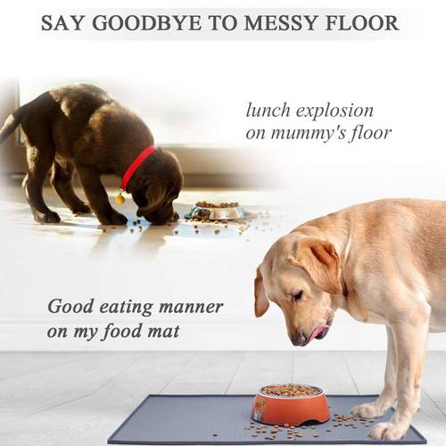 Pet Food Feeding Mat Large Waterproof Non-Slip FDA Food Grade Silicone Mat Anti-Messy for Puppy Kitty Cat Mat Dog Bowl Placemat