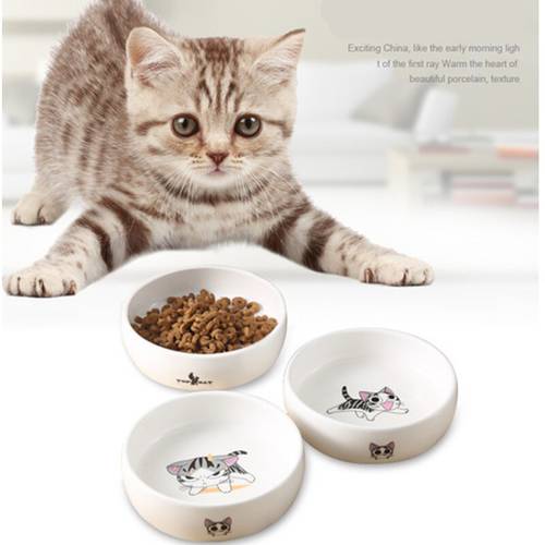 Pet Ceramic Bowl Cartoon Pattern Cat Face Bowl Cat Pot Small Dog Cat Water Bowl Pet Supplies
