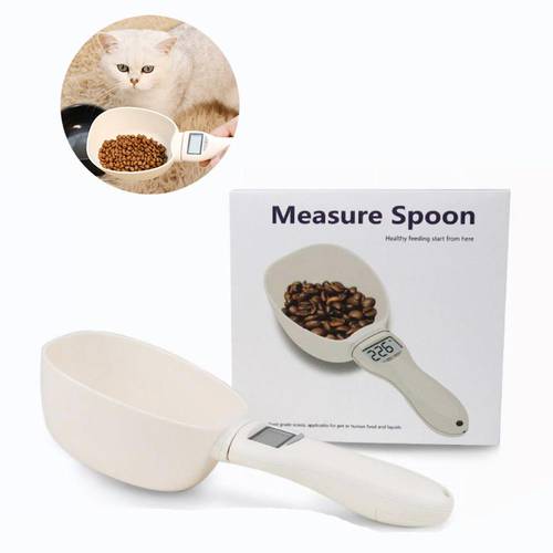 Pet Food Scale Cup For Dog Cat Feeding Bowl Kitchen Scale Spoon Measuring Scoop Cup Portable With Led Display pet spoon