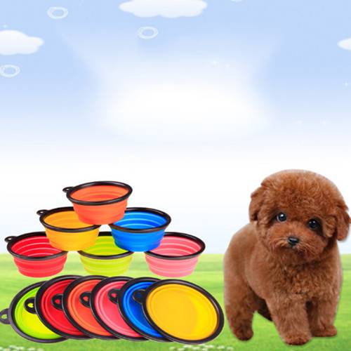 1PC Folding Silicone Dog Bowl Outfit Portable Travel Bowl For Dog Feeder Utensils Small Medium Dog Bowls Pet Accessories