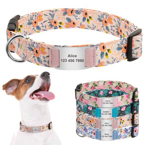 Custom Pet Dog Collar Personalized Printed Nylon Collar Dog ID Tag Collars Engraved For Small Medium Large Dogs Chihuahua Yorkie