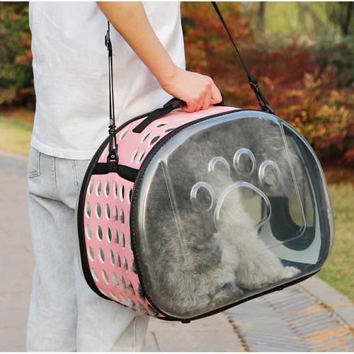 Transparent Pet Bag Fashion Cat Bag Oblique Cross Pet Out Bag Foldable Washable Four Seasons Universal Comfortable and Spacious