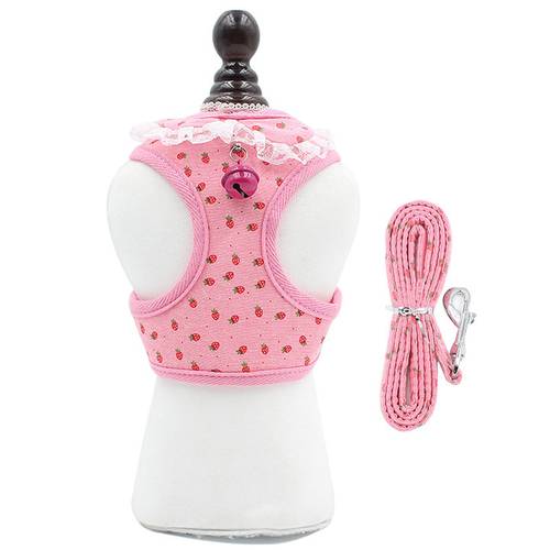 Pet vest traction Harness Lesh Cute Lace Puppy Vest Traction Rope for Small Medium Dogs Cats Soft Breathable Mesh Pet Harness
