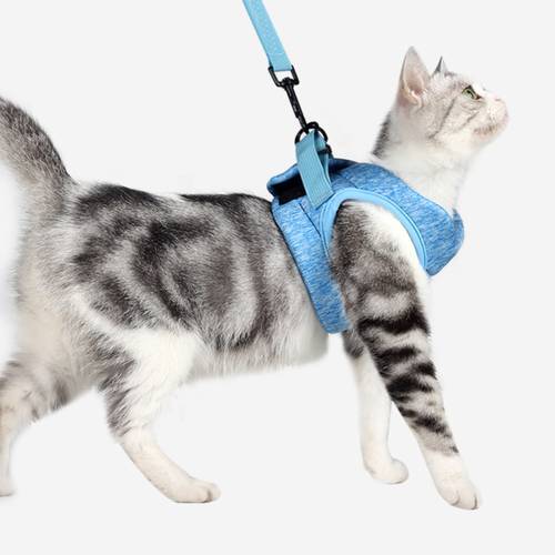 Cat Vest Harness and Leash Set, Escape Proof Adjustable Lightweight Breathable Comfortable Kitten Puppy Chest Strap for Walking