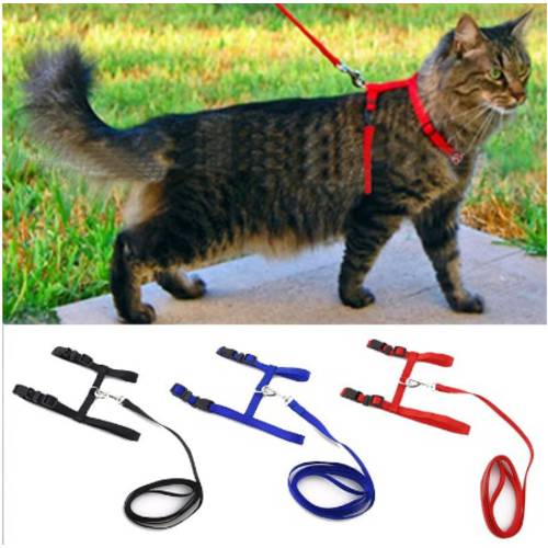 New Nylon Pet Cat Kitten Adjustable Harness Lead Leash Collar Belt Safety Rope For Animals Adjustable Dog Traction Harness Belt
