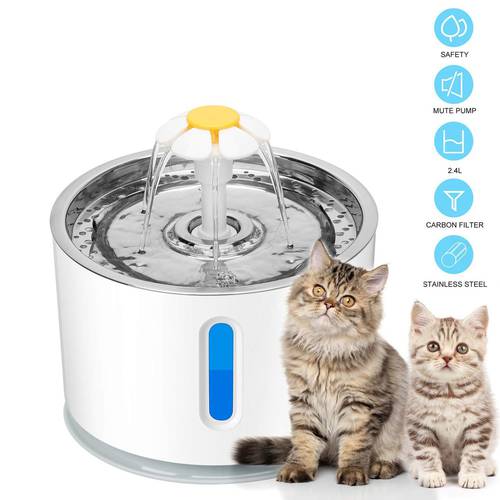 Cat Water Fountain 2.4L Automatic Pet Ultra Quiet USB Dog Drinking Fountain Drinker Feeder Bowl Pet Drinking Fountain Dispenser
