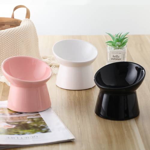 Small ceramic Raised Tilted Cat Food Water Bowls,Backflow Prevention, Dishwasher and Microwave Safe, Lead & Cadmium Free