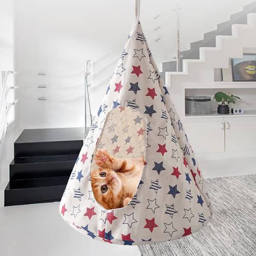Cat Hammock Detachable Soft House Foldable Durable Conical Washable Toy Pet Supplies Play Hanging Linen Tent Sleeping