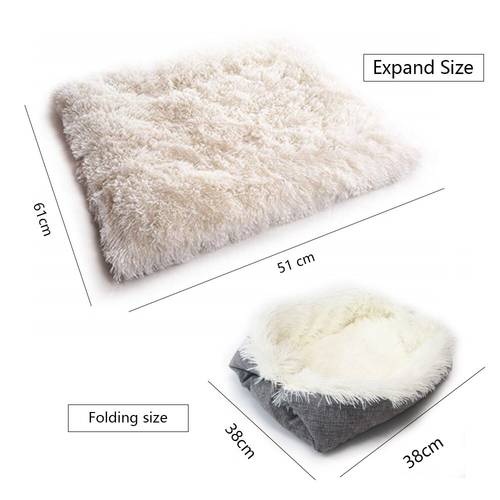 Pet Cat Bed Soft Long Plush Cat Litter Small Dog Kennel Cashmere Cat Mattress Autumn Winter Warm Foldable Cat Bed For Cats Dogs
