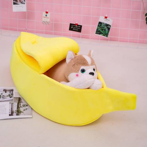 Banana Shaped Cat Bed House Warm Cozy Puppy Cushion Kennel Portable Soft Pet Sofa Cute Sleeping Bag Funny Basket for Cats & Dogs