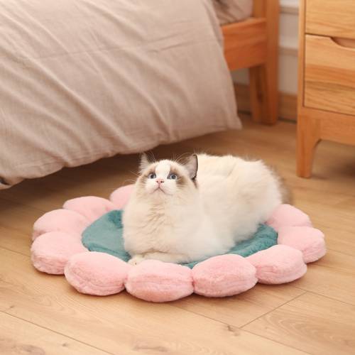 Pets Bed Blanket Flower Shape Soft Plush Cat Mat Bed Cushion Comfortable Dogs Cats Mats