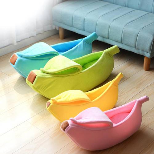 S/M/L Banana Cat Bed House Cozy Cute Banana Puppy Cushion Kennel Warm Portable Pet Basket Supplies Mat Beds for Small Pets
