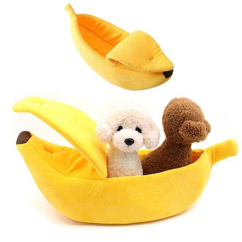 Plush Banana Cat Bed House Puppy Cushion Kennel Warm Pet Basket Mats Kitten Dog Beds Pet Products