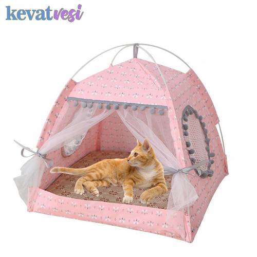 Foldable Pet Dog Tent House Portable Cute Pattern Soft Mat Sturdy Cat Cage Pet Cat Small Dog Puppy Kennel Tents Pet Supplies