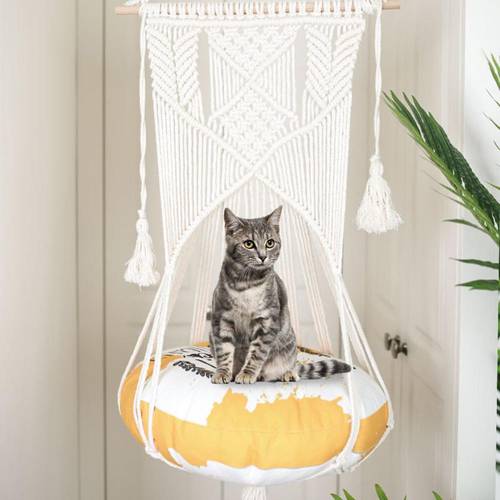 New Pet Wall Hanging Hammock Cat Hammock Bed Handwoven Swing Bed Washable Tapestry For Home Decoration Without Mat