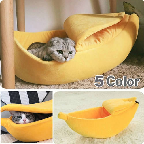 Funny Banana Cat Bed House Cute Cozy Cat Mat Beds Warm Durable Portable Pet Basket Kennel Dog Cushion Cat Supplies 4 Colors