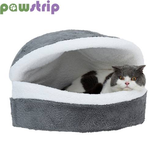 Warm Cat Bed House Removable Hamburger Cat Sleeping Bag Sofas Mat Winter Puppy Kennel Nest Short Plush Pet Bed Soft Dog Beds M/L