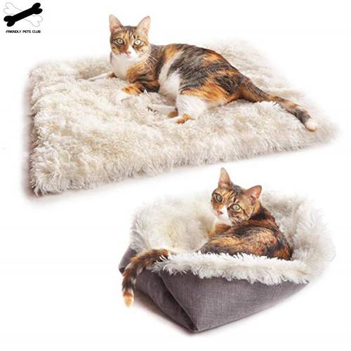 Foldable Pet Bed For Cat 2 Ways Dog Mat For Cats Small Dogs Plush Kennel Washable Pets Nest House