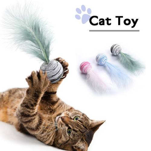 1PC Cat Toys Star Ball Plus Feather EVA Material Light Foam Ball Throwing Toy Funny Cat Interactive Toys Pet Dogs Cats Toys