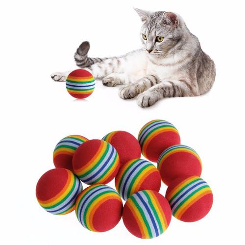 10PCS EVA Colorful Cat Toy Ball Interactive Kitten Toys Play Chewing Rattle Scratch Natural Foam Training Pet Supplies