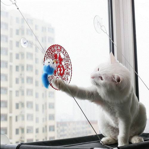 Cat Toys False Mouse Stick Spring Suction Cup Pet Teaser Funny Interactive Bell