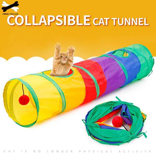 Funny Cat Toy Rainbow Tunnel 2 Holes Kitty Cave Rabbit Tube Bulk Toys Brain Game Pet Products