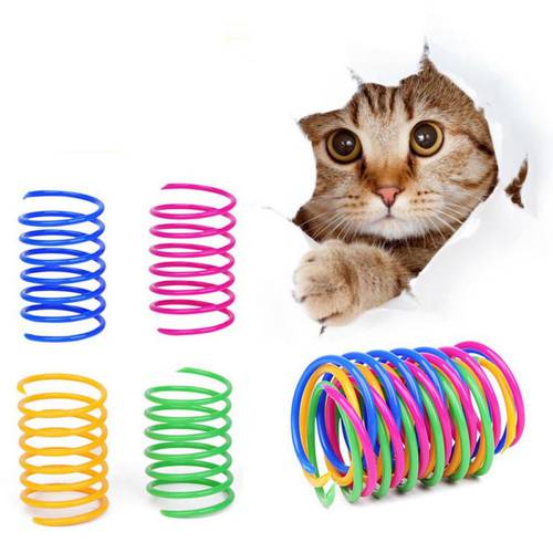 4/10 pcs/Lot Plastic Cat Toys Pet Interactive Spring Toy Dog Kitten Cats Tunnel Teaser Scratch Toy Pet Playing Supplies