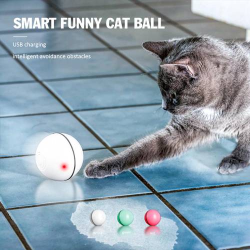 360 Degree Interactive Pet LED Glowing Motion Ball Toy Electric Automatic USB Charging Cat Kitten Dog Playing