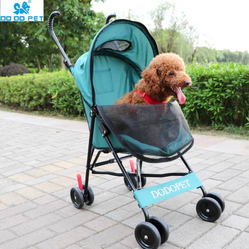 1Foldable Pet Stroller Portable Dog Cat Trolley with Large Mesh Window Breathable PetCarrier Aluminum Alloy Frame10kg Bearing
