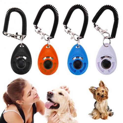 1Pcs Cat Dog Pet Training Clicker Plastic New Dogs Click Trainer Adjustable Wrist Strap Sound Key Chain dog whistle Pet Supplies