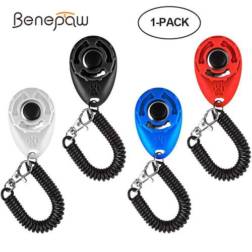 Benepaw Pack Of 4 Pieces Quality Dog Clicker With Elastic Wrist Strap Lightweight Pet Training For Puppies Cats Birds Horses