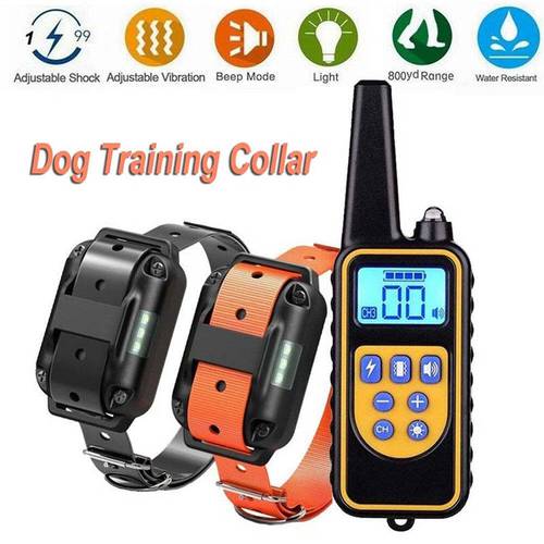 800m Electric Dog Training Collar Pet Remote Control Waterproof Rechargeable with LCD Display for All Size Shock Vibration Sound