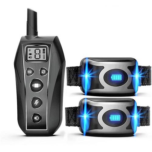 IPX7 Waterproof Rechargeable Remote Pet Dog Training Collar Beep Vibration Shock E Collar Dog Trainer For 2 Dogs