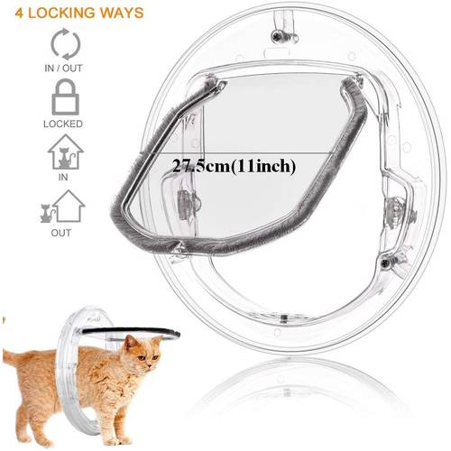 Large 4 Ways Round Pet Dog Door Household Cat Gate Lockable Security Pet Entrance Glass Window Puppy Hole Door for Cat Dog Large