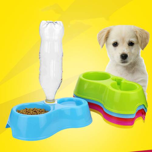 Convenience Pet Feeder Automatic Cat Water Fountain Double Dog Bowl Pet Water Dispenser French Bulldog Pet Food Bowls for Cats
