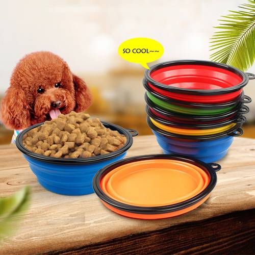 1000ml Pet Bowl Folding Silicone Travel Dog Bowls Walking Portable Water Bowl For Small Medium Dogs Cat Bowls Pet Eating Dishes
