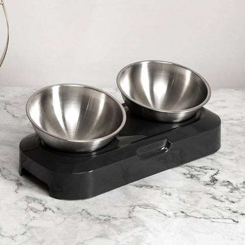 Pet Bowls Dog Food Water Feeder Stainless Steel Food Water Bowls Pet Feeder Adjustable Tilted Pet Bowls for Cats Small Dogs