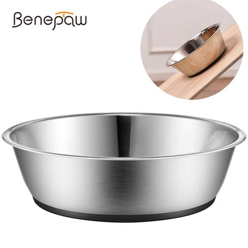 Benepaw Anti Skid Stainless Steel Dog Bowl Water Food With Silicone Mat No Spill Durable Nontoxic Pet Feeder Puppy Drinking