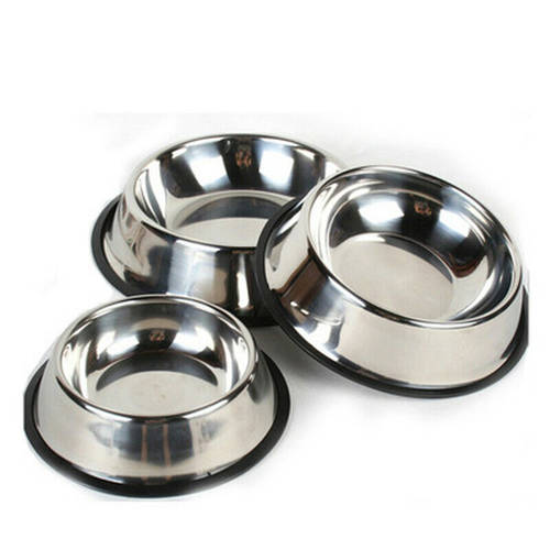 Stainless Steel Puppy Dog Feeder Feeding Foods Water Dish Bowl For Pet Dog Cat Q