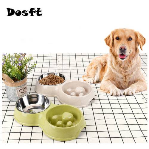 Pet Dog Feeding Food Bowls Plastic Double Non-slip Pet Bowl Puppy Slow Down Eating Feeder Dish Bowel Healthy Slow Food Feeder